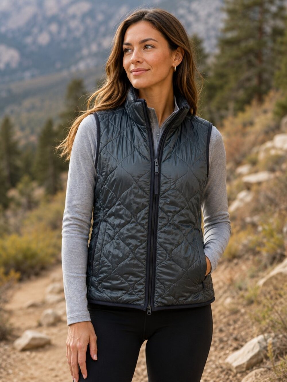 J. Crew Women's Layering Puffer Vest Quilted Sleeveless Primaloft Gray Sz. S